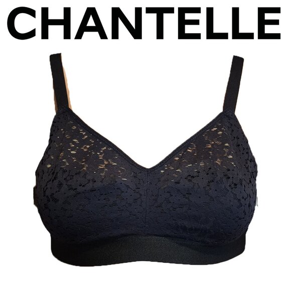 Chantelle Norah Comfort Supportive Wirefree Bra Split at band seam Black 32D - Picture 1 of 12
